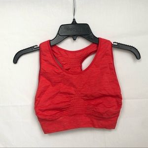 Red racerback sports bra